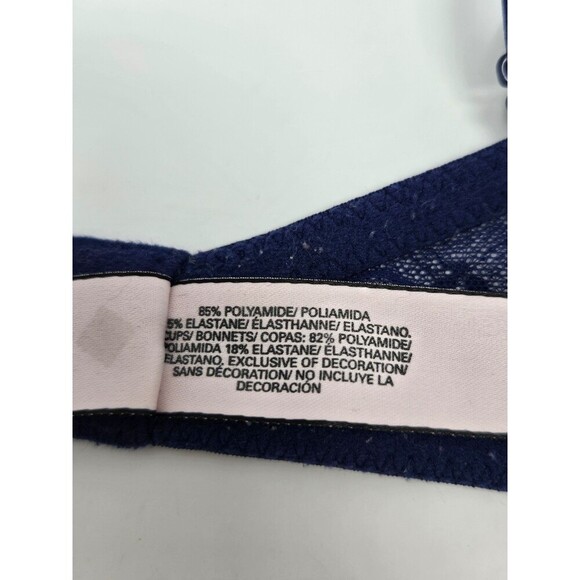 VICTORIA'S SECRET LINED DEMI BRA NAVY BLUE LACE PEACOCK BLUE WOMEN 36C SEXY - Picture 7 of 12